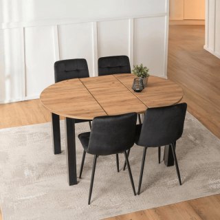 Zestaw Stół HARRY 102-142 cm Dąb Craft/Czarny i 4 Krzesła PERU Czarne