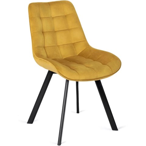 Zestaw Stół HARRY 102-142 cm Dąb Craft/Czarny i 4 Krzesła RICK Musztardowe