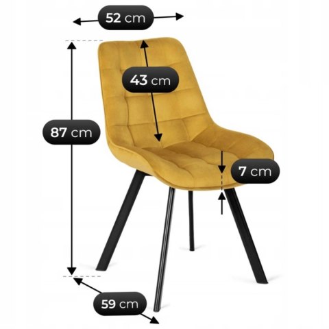 Zestaw Stół HARRY 102-142 cm Dąb Craft/Czarny i 4 Krzesła RICK Musztardowe