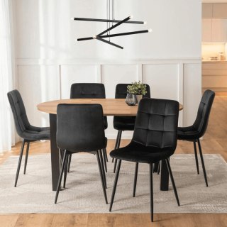 Zestaw Stół HARRY 102-142 cm Dąb Craft/Czarny i 6 Krzesłeł PERU Czarnych