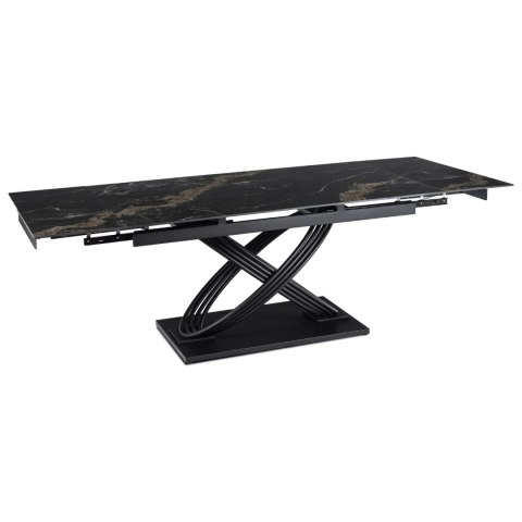Zestaw Stół IBIZA 160-240 cm Czarny Marmur/Czarny i 4 Krzesła JULY Kremowe