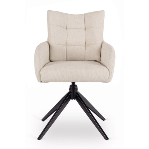 Zestaw Stół IBIZA 160-240 cm Czarny Marmur/Czarny i 4 Krzesła JULY Kremowe