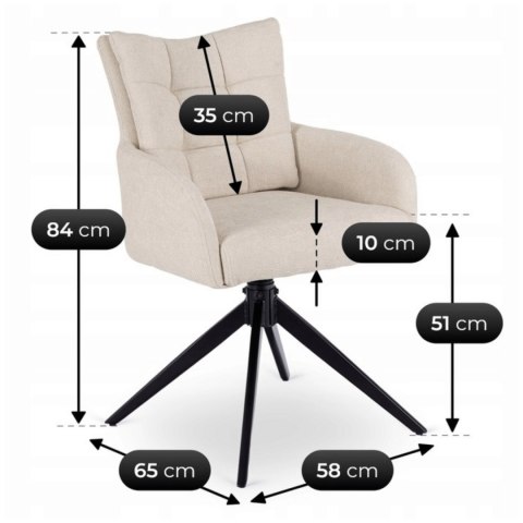 Zestaw Stół IBIZA 160-240 cm Czarny Marmur/Czarny i 4 Krzesła JULY Kremowe