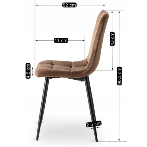 Zestaw Stół LAUREN 90 cm Dąb Rustykalny/Czarny i 4 Krzesła PERU Brązowe