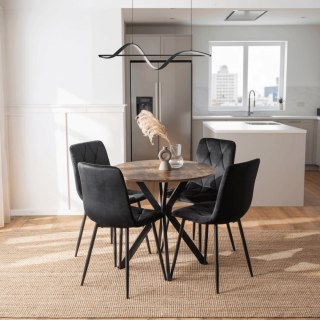 Zestaw Stół LAUREN 90 cm Dąb Rustykalny/Czarny i 4 Krzesła ROBIN Czarne