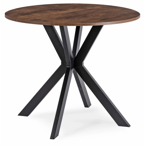 Zestaw Stół LAUREN 90 cm Dąb Rustykalny/Czarny i 4 Krzesła ROBIN Czarne