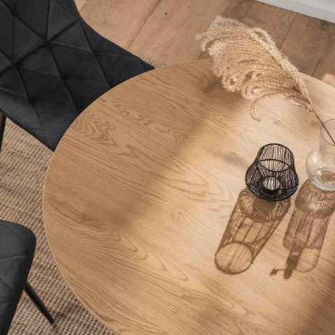 Zestaw Stół LAUREN 90 cm Dąb Złoty/Czarny i 4 Krzesła ROBIN Czarne