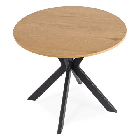 Zestaw Stół LAUREN 90 cm Dąb Złoty/Czarny i 4 Krzesła ROBIN Czarne