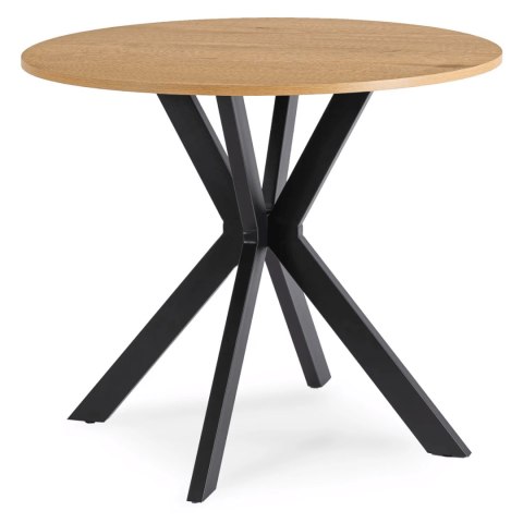 Zestaw Stół LAUREN 90 cm Dąb Złoty/Czarny i 4 Krzesła ROBIN Czarne