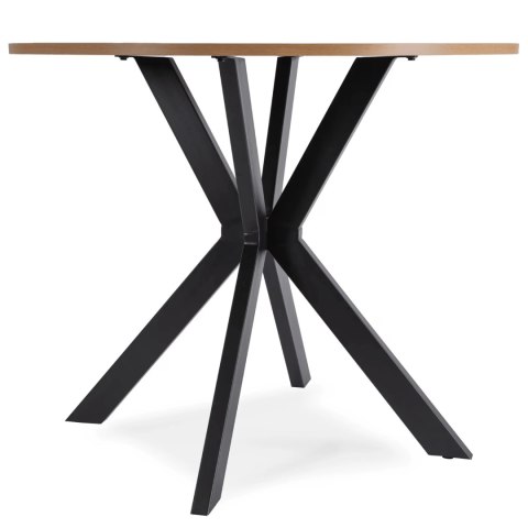 Zestaw Stół LAUREN 90 cm Dąb Złoty/Czarny i 4 Krzesła ROBIN Czarne