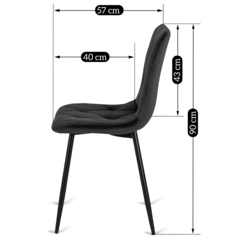Zestaw Stół LAUREN 90 cm Dąb Złoty/Czarny i 4 Krzesła ROBIN Czarne