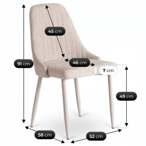 Zestaw Stół LUIGI 160-240 cm Biały Marmur/Kaszmir i 4 Krzesła TORINO Kremowe
