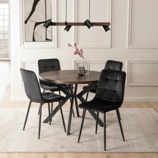 Zestaw Stół LUKAS 100-250 cm Orzech/Czarny i 4 Krzesła PERU Czarne