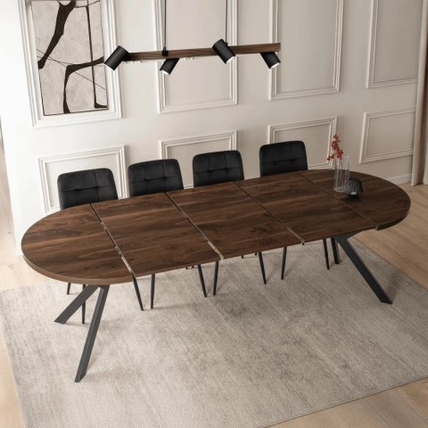 Zestaw Stół LUKAS 100-250 cm Orzech/Czarny i 4 Krzesła PERU Czarne