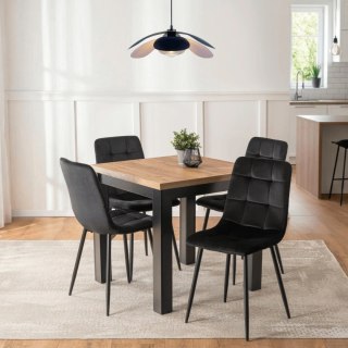 Zestaw Stół MAX 80-160 cm Dąb Craft/Czarny i 4 Krzesła PERU Czarne