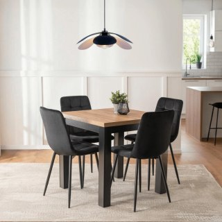Zestaw Stół MAX 80-160 cm Dąb Craft/Czarny i 4 Krzesła PERU Czarne