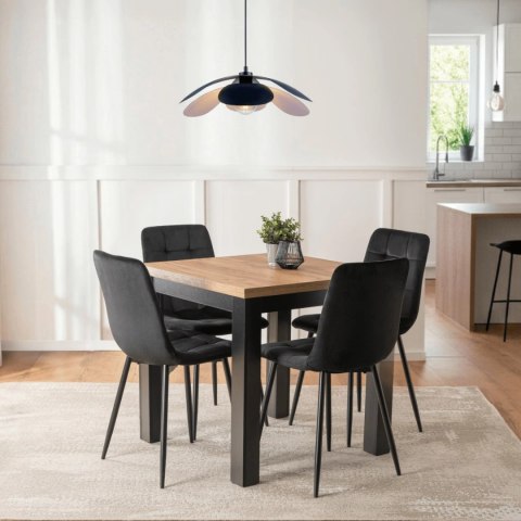 Zestaw Stół MAX 80-160 cm Dąb Craft/Czarny i 4 Krzesła PERU Czarne