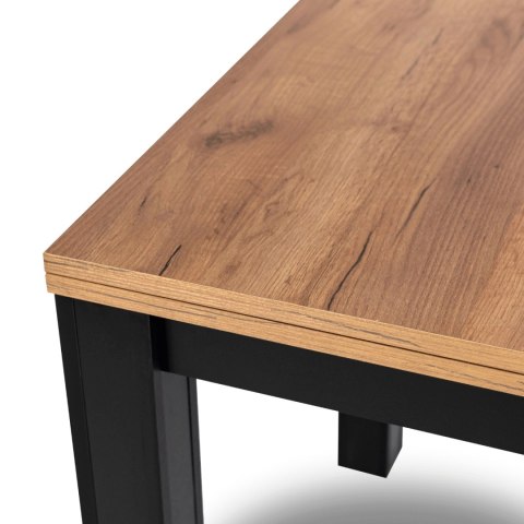 Zestaw Stół MAX 80-160 cm Dąb Craft/Czarny i 4 Krzesła PERU Czarne