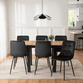 Zestaw Stół MAX 80-160 cm Dąb Craft/Czarny i 6 Krzeseł PERU Czarnych