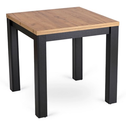 Zestaw Stół MAX 80-160 cm Dąb Craft/Czarny i 6 Krzeseł PERU Czarnych