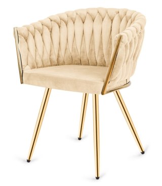 Krzesło plecione Lugano fotel TRECCIA CREAM VELVET GOLD II GATUNEK