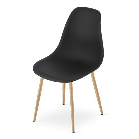 Zestaw Stół KAMI Okrągły 60cm - biały / naturalne nogi + 2 krzesła WAT czarne / nogi naturalne