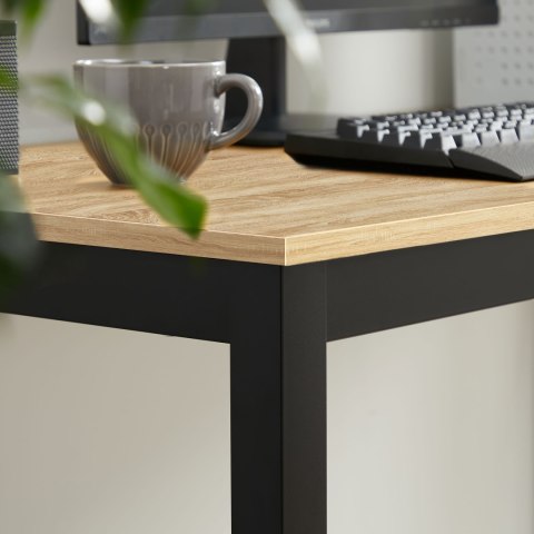 Zestaw Stół TESSA 120cm x 60cm - dąb sonoma / czarne nogi + 4 krzesła WAT czarne / nogi naturalne