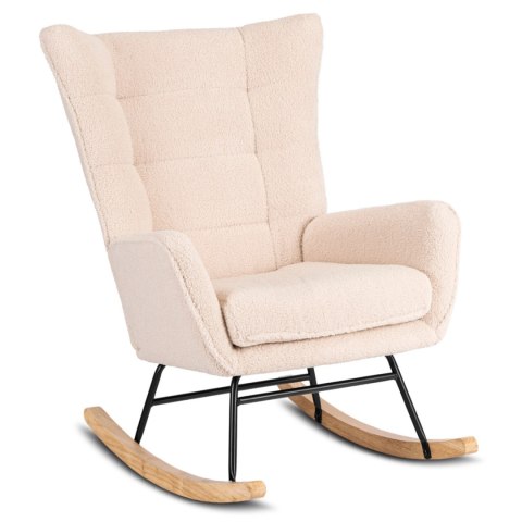 Fotel Bujany JACKSON Beżowy Boucle/Dąb
