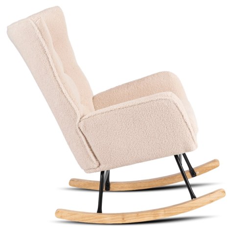 Fotel Bujany JACKSON Beżowy Boucle/Dąb