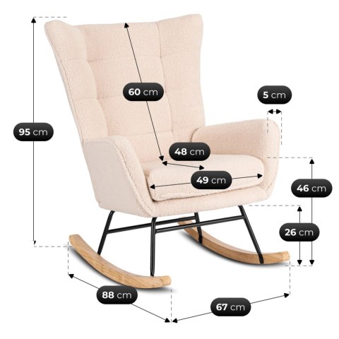 Fotel Bujany JACKSON Beżowy Boucle/Dąb