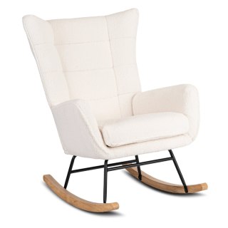 Fotel Bujany JACKSON Kremowy Boucle/Dąb