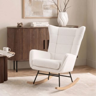 Fotel Bujany JACKSON Kremowy Boucle/Dąb
