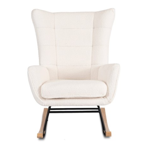 Fotel Bujany JACKSON Kremowy Boucle/Dąb