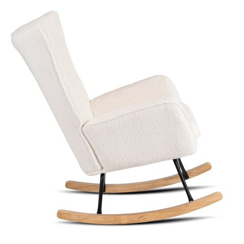 Fotel Bujany JACKSON Kremowy Boucle/Dąb