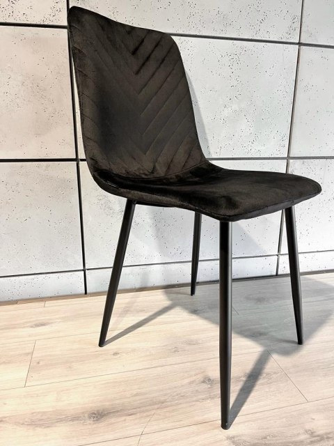 Krzesło tapicerowane TRIO VELVET BLACK OUTLET