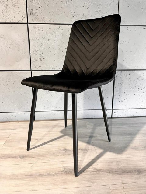 Krzesło tapicerowane TRIO VELVET BLACK OUTLET