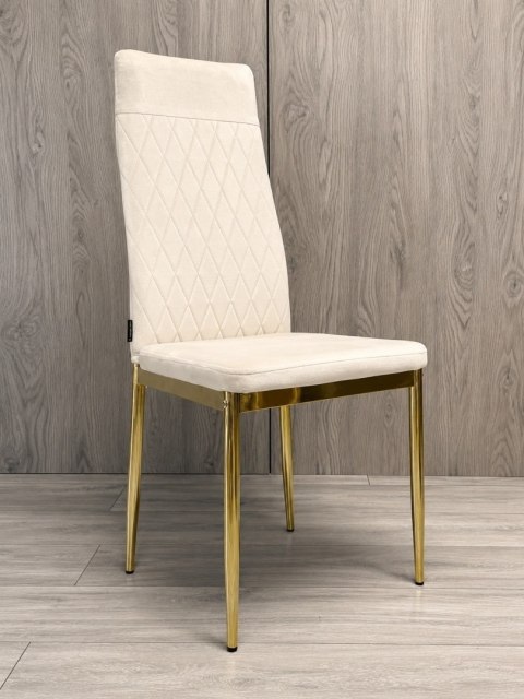 Krzesło tapicerowane VALVA CARO VELVET BEIGE GOLD II GATUNEK