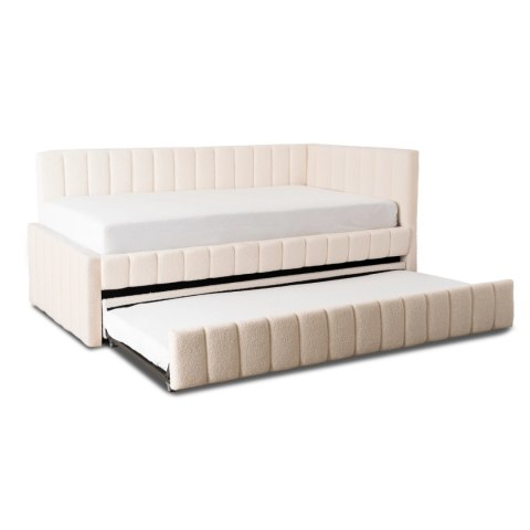 Łóżko 120x200 VILLEMO Kremowe Boucle