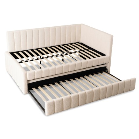 Łóżko 120x200 VILLEMO Kremowe Boucle