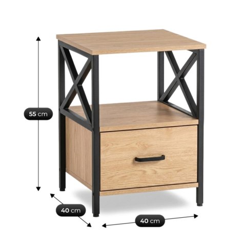 Szafka Nocna LOGAN 40 cm Dąb/Czarny