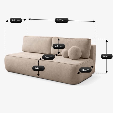 Sofa Rozkładana ARVETO Beżowa Szenilowa
