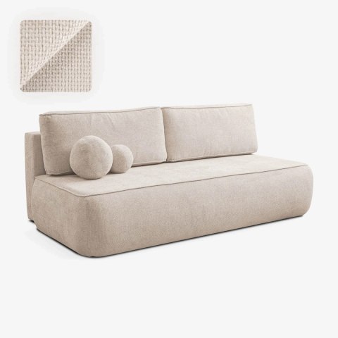 Sofa Rozkładana ARVETO Kremowa Szenilowa