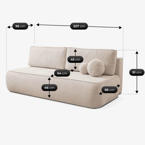 Sofa Rozkładana ARVETO Kremowa Szenilowa