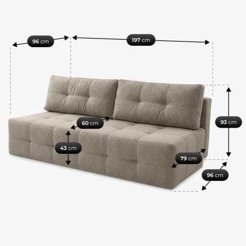 Sofa Rozkładana MORANA Kremowa Boucle
