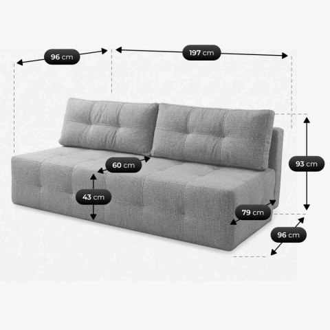 Sofa Rozkładana MORANA Szara Szenilowa