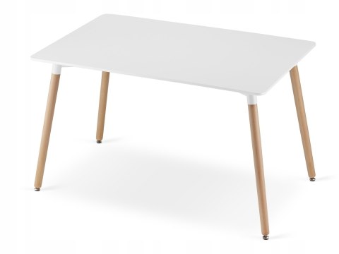 Zestaw Stół ADRIA 120cm x 80cm - biały + 4 krzesła WAT czarne / nogi naturalne