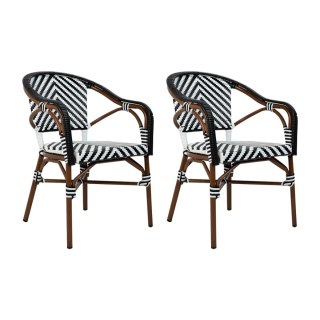 King Home Zestaw 2 krzeseł ogrodowych CAFE AZURE biały / czarny