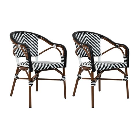 King Home Zestaw 2 krzeseł ogrodowych CAFE AZURE biały / czarny