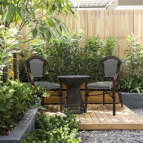 King Home Zestaw 2 krzeseł ogrodowych CAFE PARIS ARM brązowy rattan