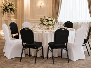 King Home Zestaw 4 krzeseł bankietowych HERON + 4 pokrowce WEDING